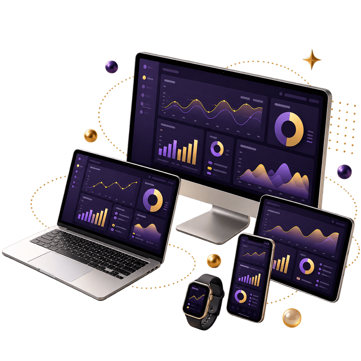 Multi-device suite mockup showcasing web and mobile apps
